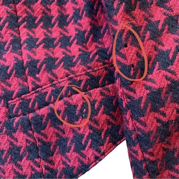 Vtg Anne Klein II Wool Cashmere Houndstooth Cropped Jacket Red Black Size 8 - Picture 7 of 9